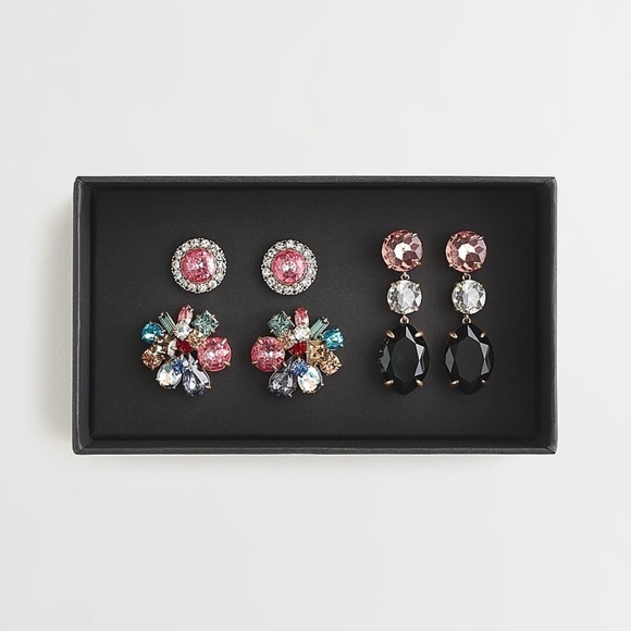 J. Crew Jewelry - J. Crew Three Pair Crystal Earrings Box Set NWT